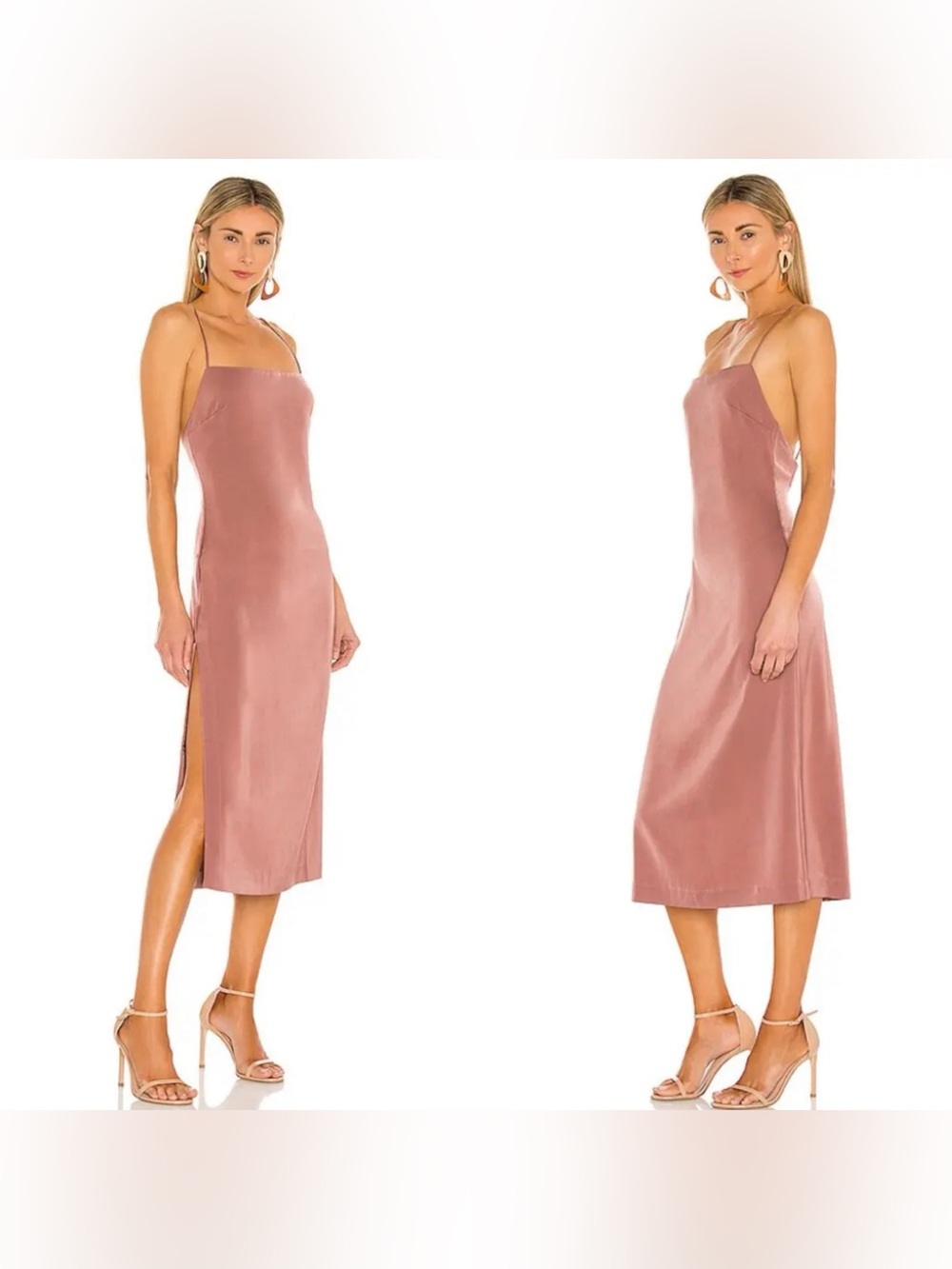 NBD Malia Midi Dress in Mauve (Espresso undertone) with Side Slit